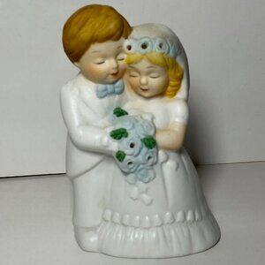 Vintage Bride and Groom Pomander Ceramic Wedding Cake Topper/ Keepsake